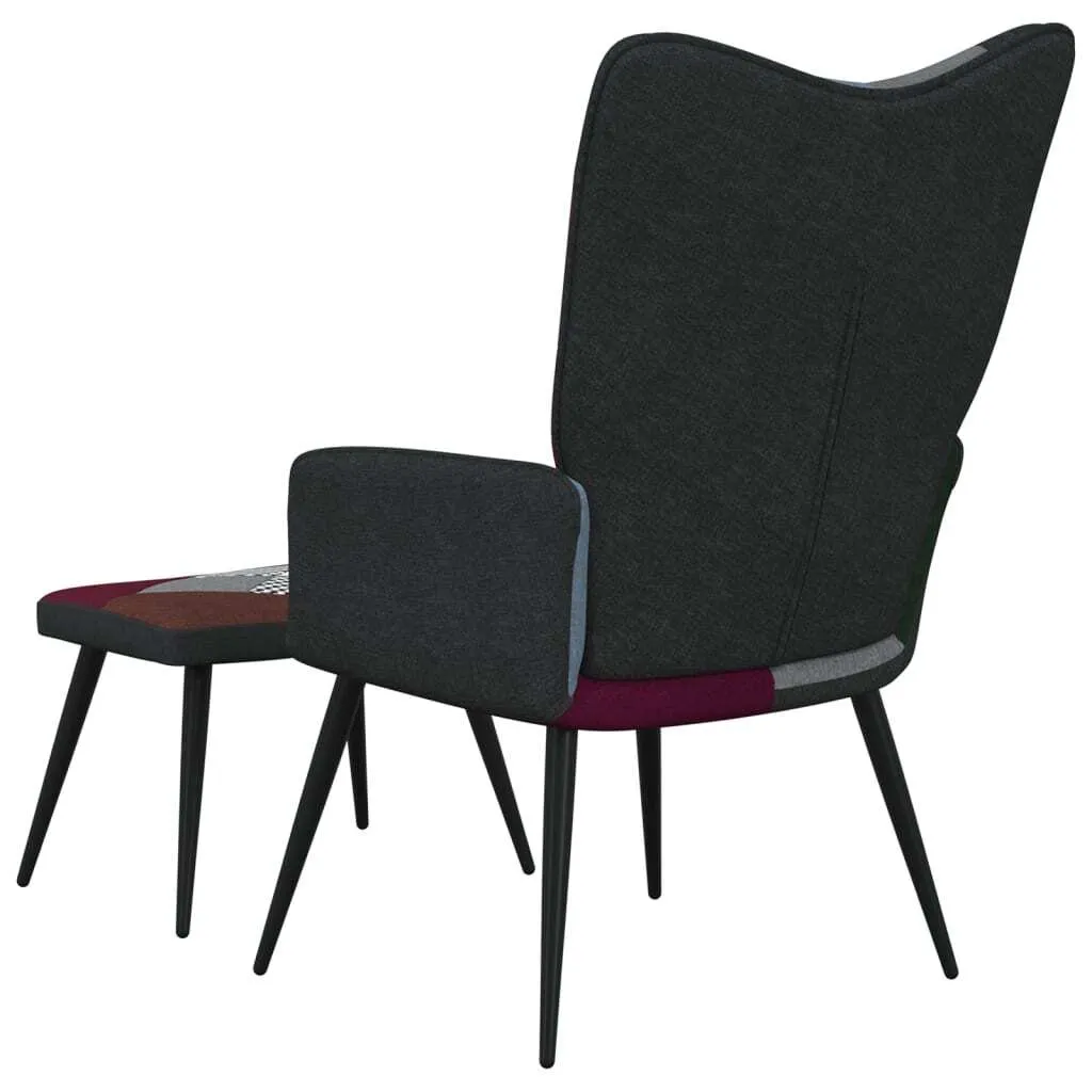 Ensemble Fauteuil de Repos et Repose-pieds Patchwork Tissu Multicolore