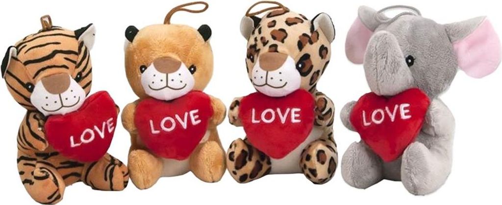 4 Stück Kuscheltiere Sortiment mit Herzen - ca. 14 cm