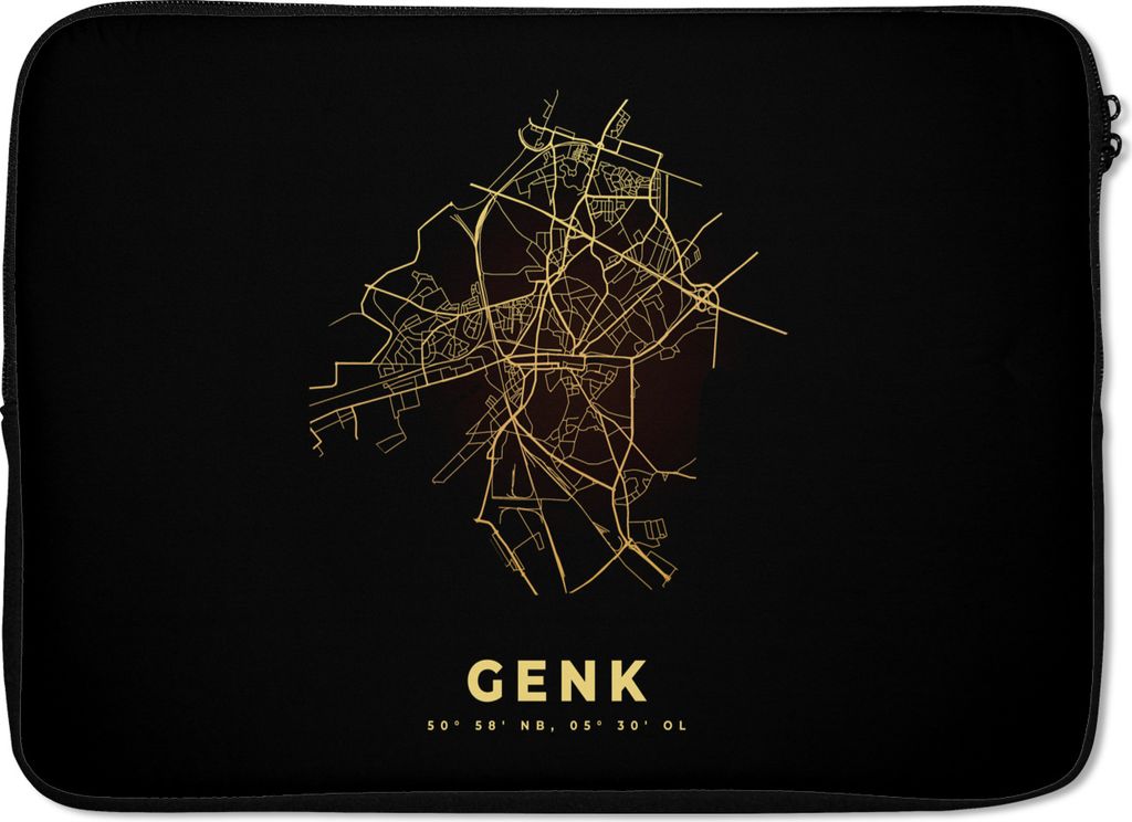 MuchoWow Laptop Hülle 13 Zoll Karte - Karte von Belgien - Gold - Genk - Stadtplan Laptoptasche - Laptophülle - Sleeve - Rundumschutz