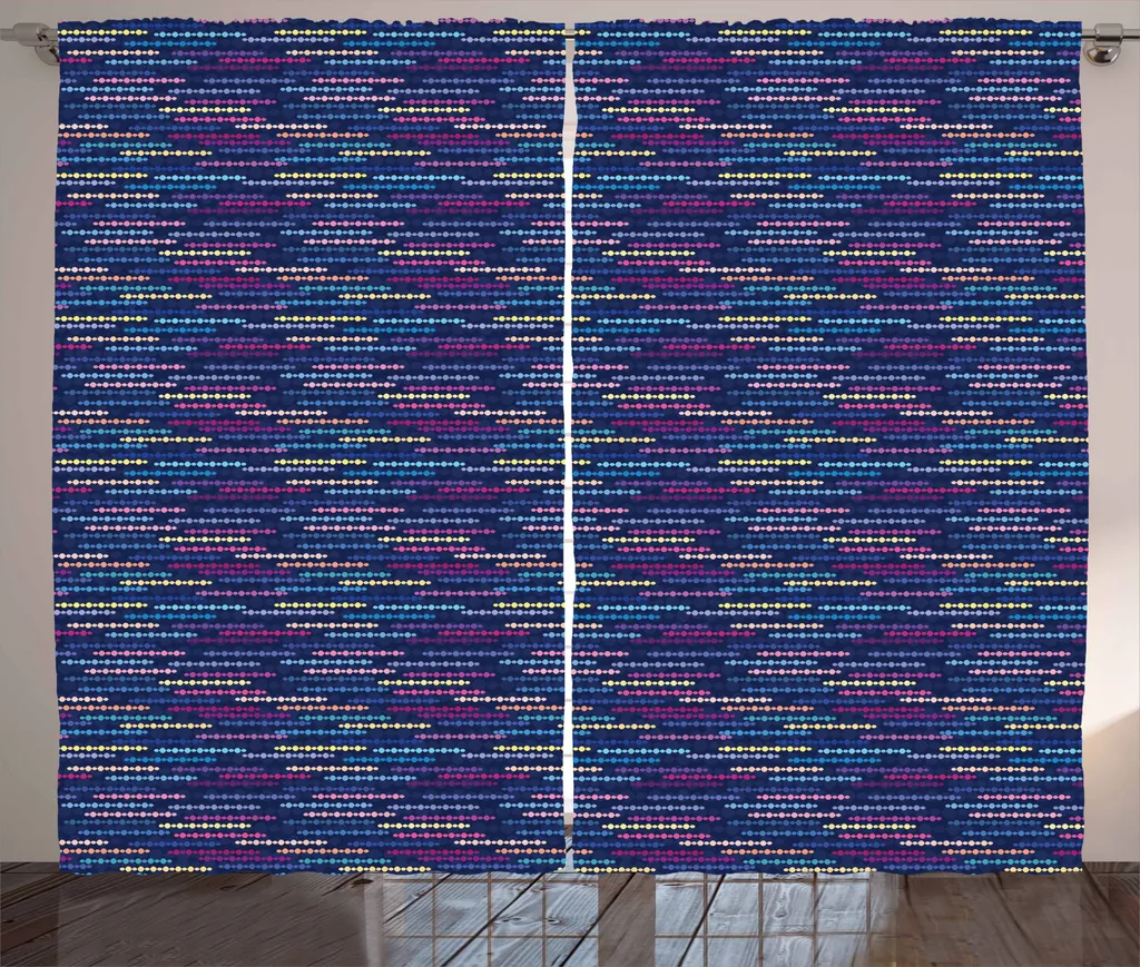 ABAKUHAUS Tenda rustica colorata, disegno astratto a cerchi, tenda universale per soggiorno con passanti e ganci, 280 x 175 cm, multicolore