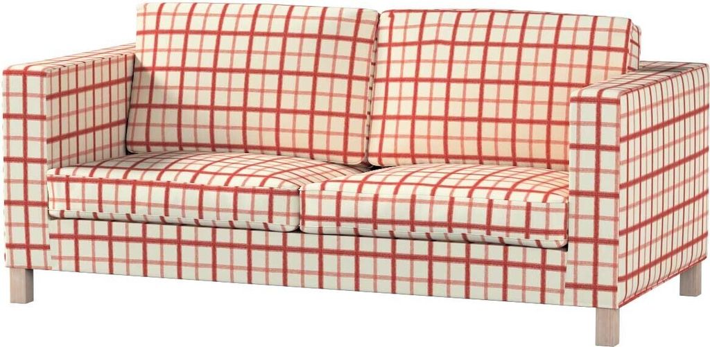 Dekoria Bezug für Karlanda Schlafsofa, kurz, rot-creme, Bezug für Schlafsofa Karlanda kurz