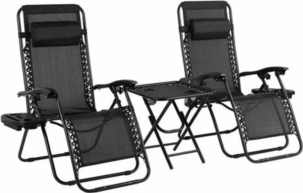 Lot chaises longues pliantes pour terrasse et bord de piscine 3 pcs