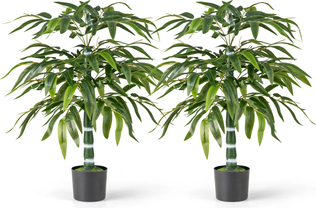 Bambou Artificiel 100cm avec Troncs Réglables et Feuillage Dense