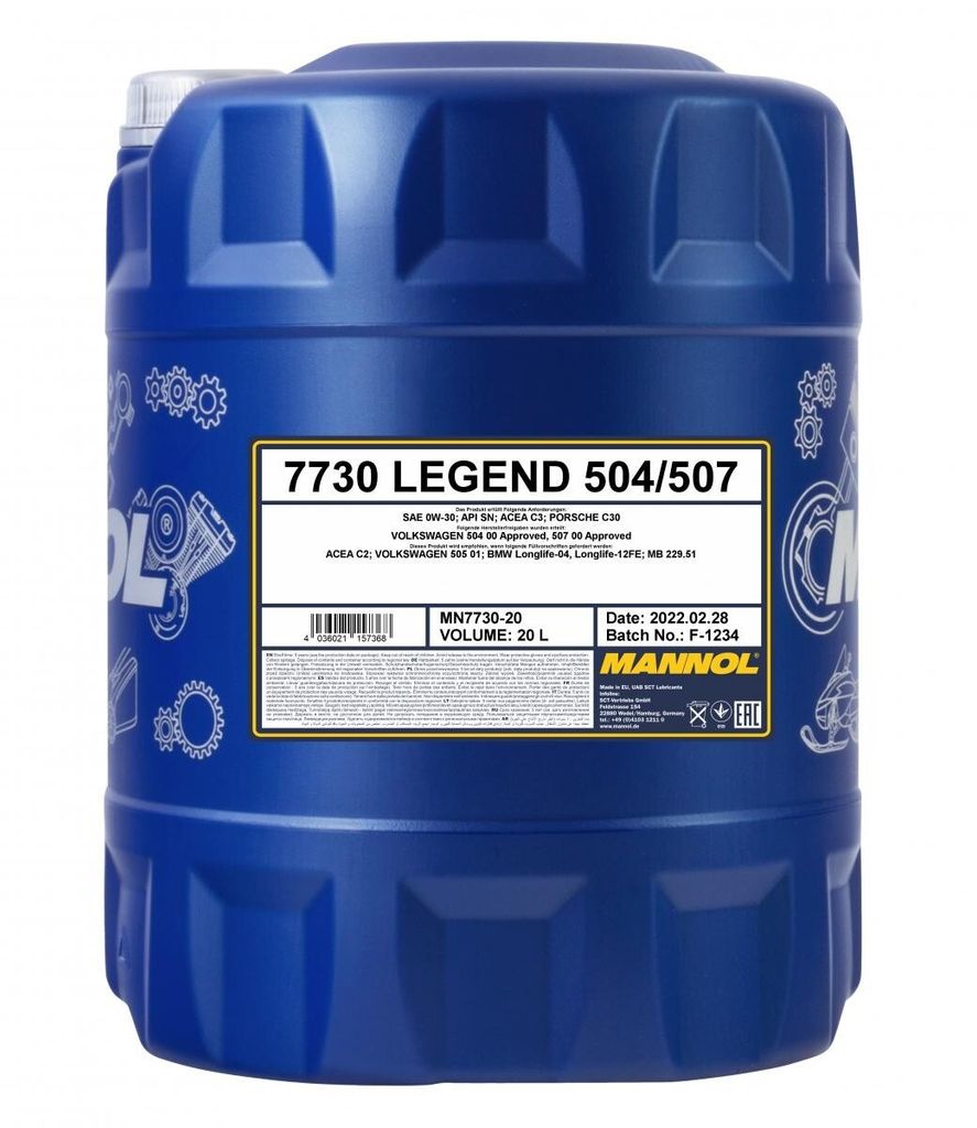 20 Liter MANNOL 0W-30 Porsche C30 VW 504 00 VW 507 00 VW Produktbild 