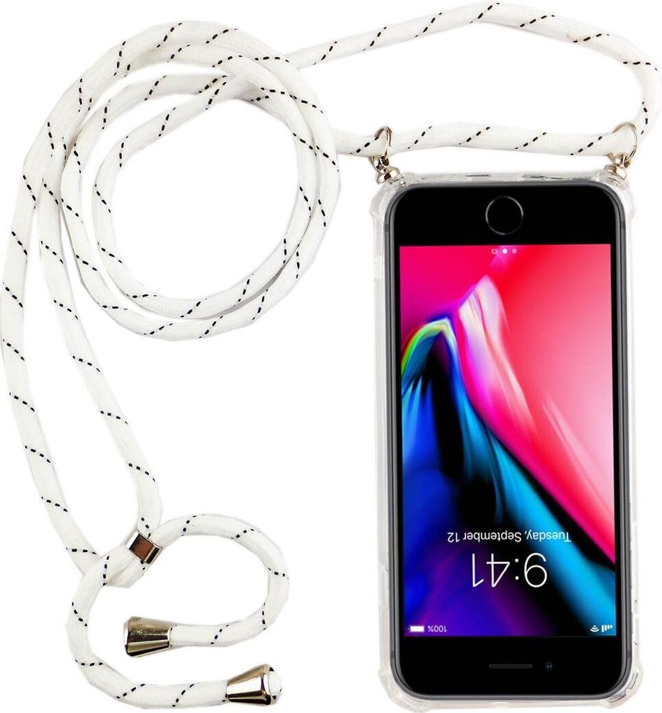 Handykette für Apple iPhone 7 Plus / 8 Plus - Smartphone Necklace Hülle mit Band - Schnur mit Case zum umhängen in Weiß