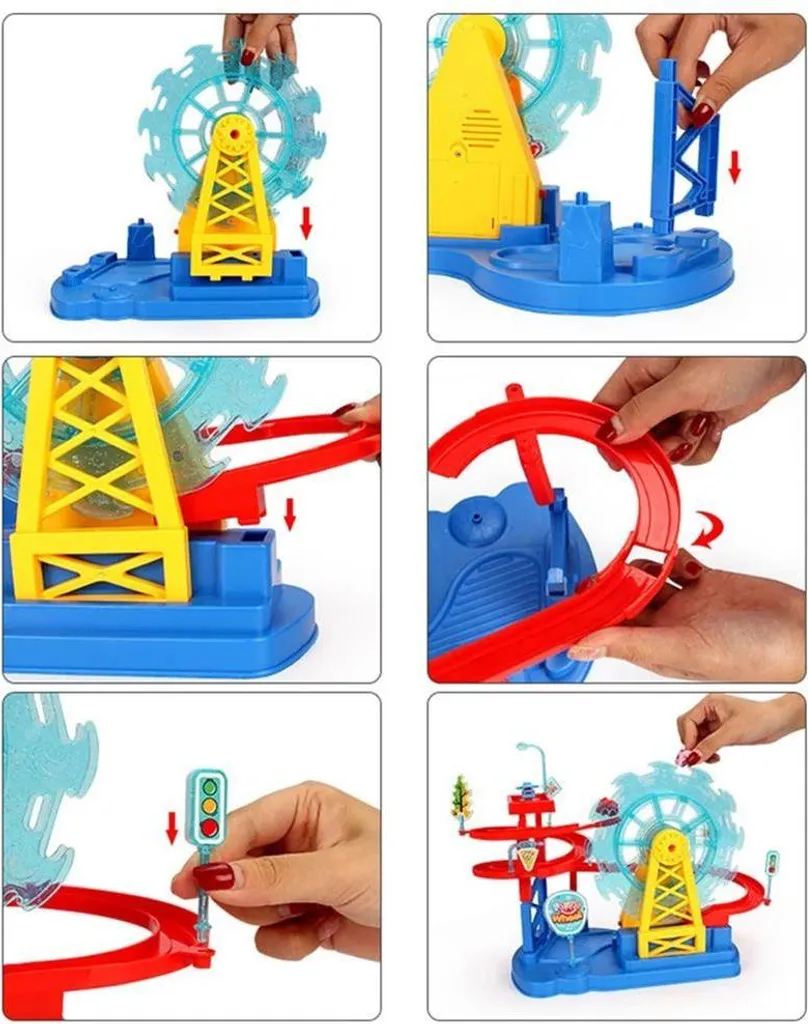 Grande roue électrique et circuit toboggan voiture avec sons et lumières