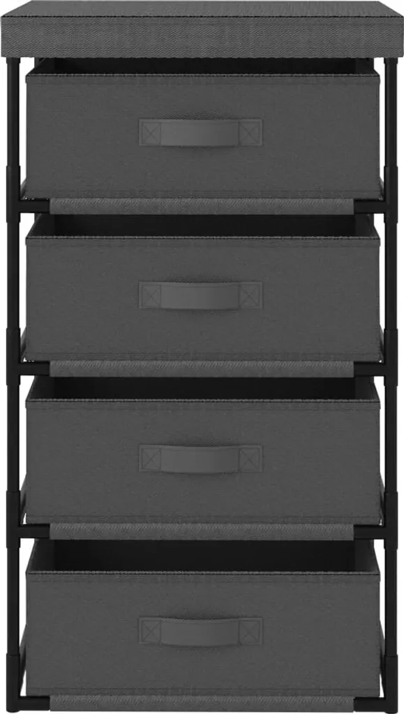 Étagère de rangement en acier et tissu gris 4 paniers modulables