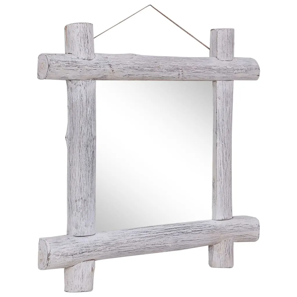 Miroir de salon 70x70 cm blanc en bois massif pour agrandir l'espace