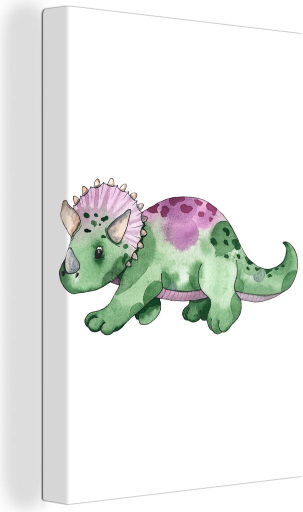 OneMillionCanvasses - Leinwandbilder - 90x140 cm, Dinosaurier - Grün - Kinderzimmer - Jungen - Mädchen - Kinder, Wandbilder Kunstdruck Wanddeko...