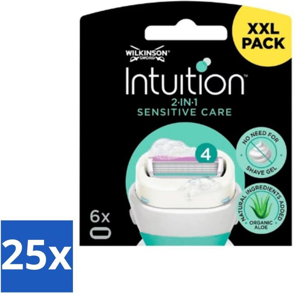 Wilkinson Intuition 2-in-1 Sensitive Care Rasierklingen – 6 Klingen - Vorteilspack - 25 Stücke