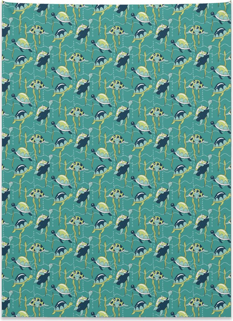 Abakuhaus Schildkröte Wandteppich, Unterwasserwelt aus Weiches Mikrofaser Stoff Kein Verblassen Klare Farben Waschbar, 110 x 150 cm, Mehrfarbig