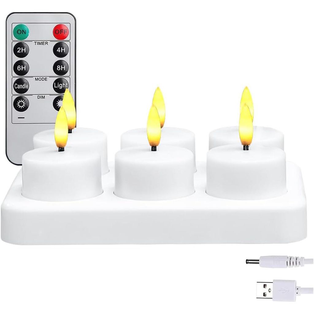 LED-Teelichter 6er Set mit Fernbedienung, Timer & Produktbild 