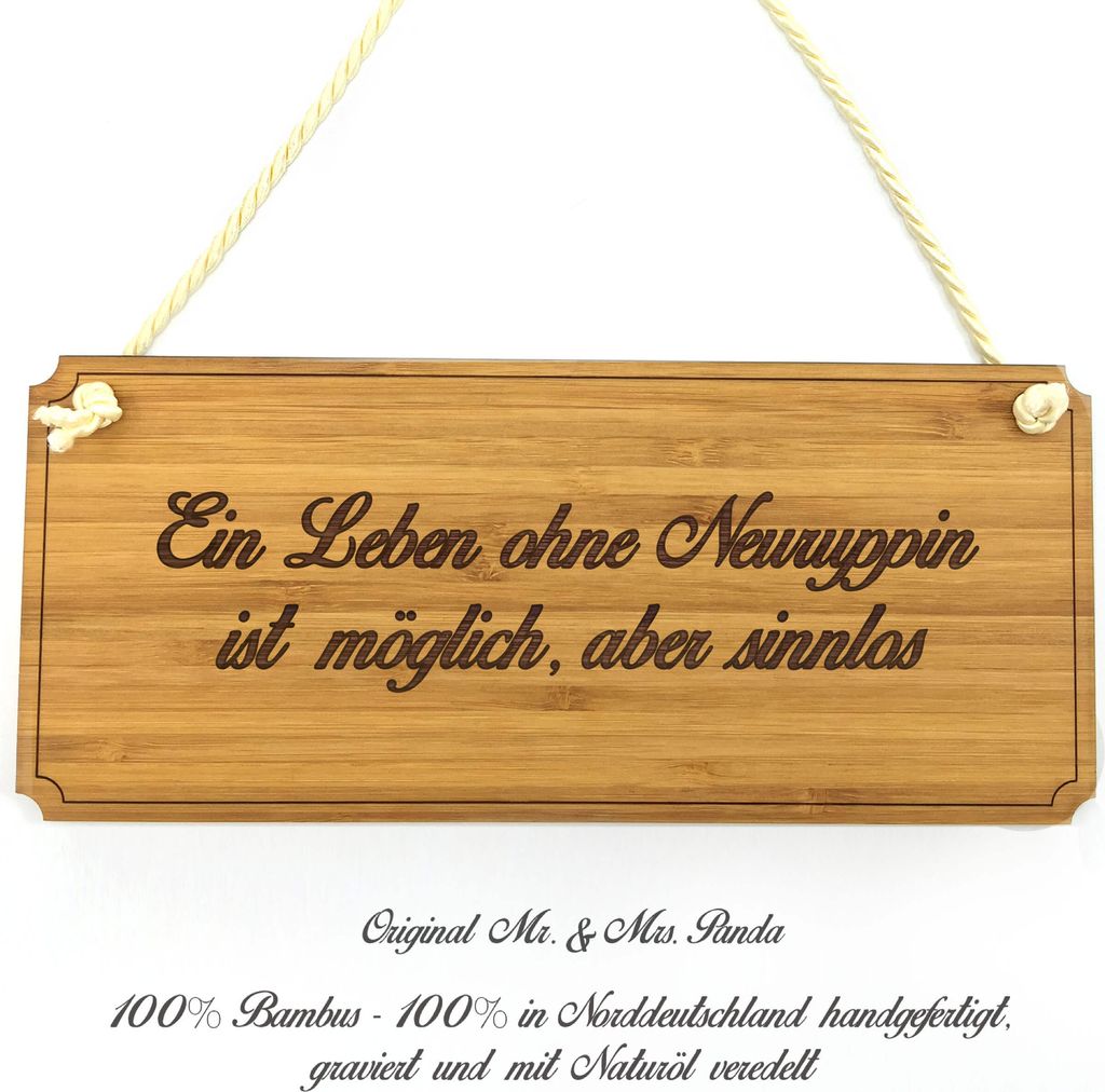 Mr. & Mrs. Panda Wegweiser Neuruppin - Geschenk, Holzschild, Geschenkidee, Türschild, Schild, Infotafel, Holz, Landhaus, Eingangsschild, Graviert,...