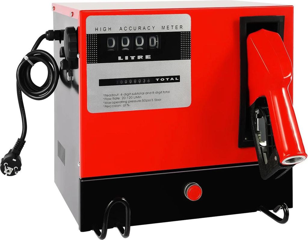 Kraftstoff-Transferpumpe - Diesel-/Heizölpumpe - 230 V - 550 W - 60 l/min (3600 l/h) - Selbstansaugend - Automatik-Zapfpistole - Rot