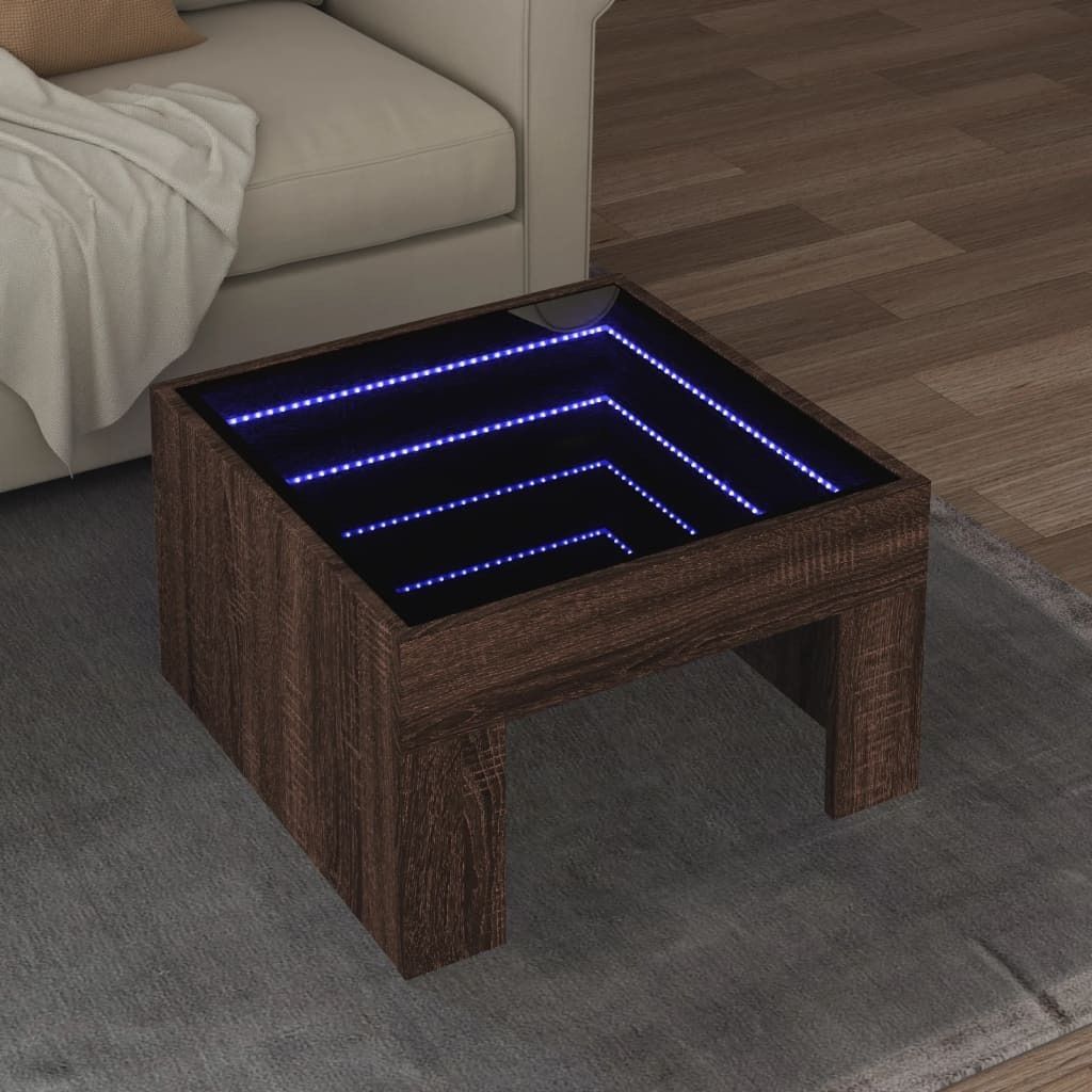 Maison Exclusive - Couchtisch mit Infinity-LED Braun Eichen-Optik 50x50x30 cm