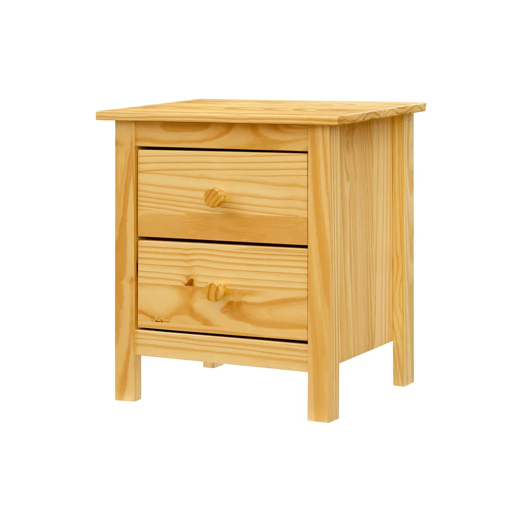 Table de chevet TORINO design bois et métal avec 2 grands tiroirs