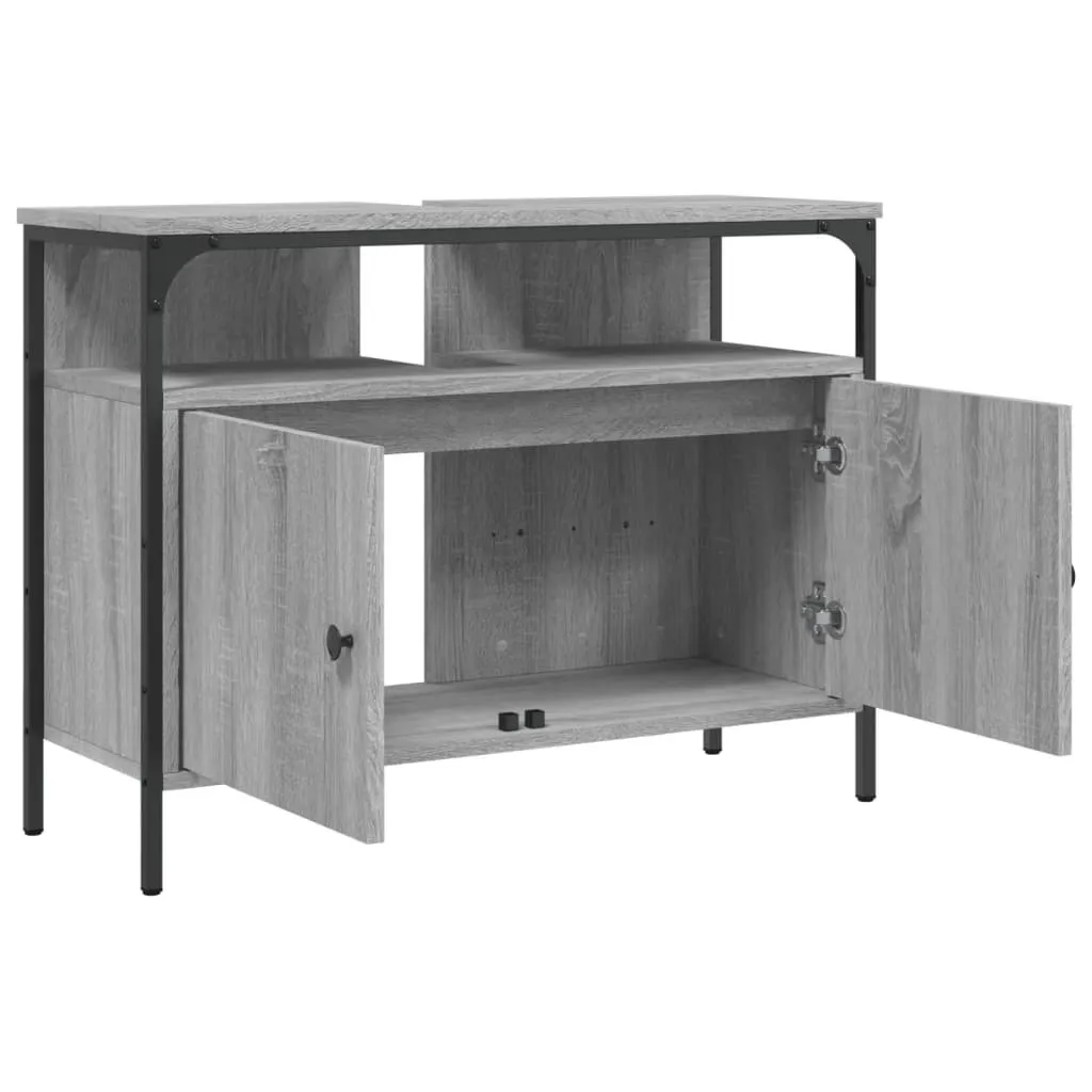 Mobile Lavabo Bagno Grigio Sonoma 80x30x60 cm SYFAX - Arredo Salvaspazio - 5