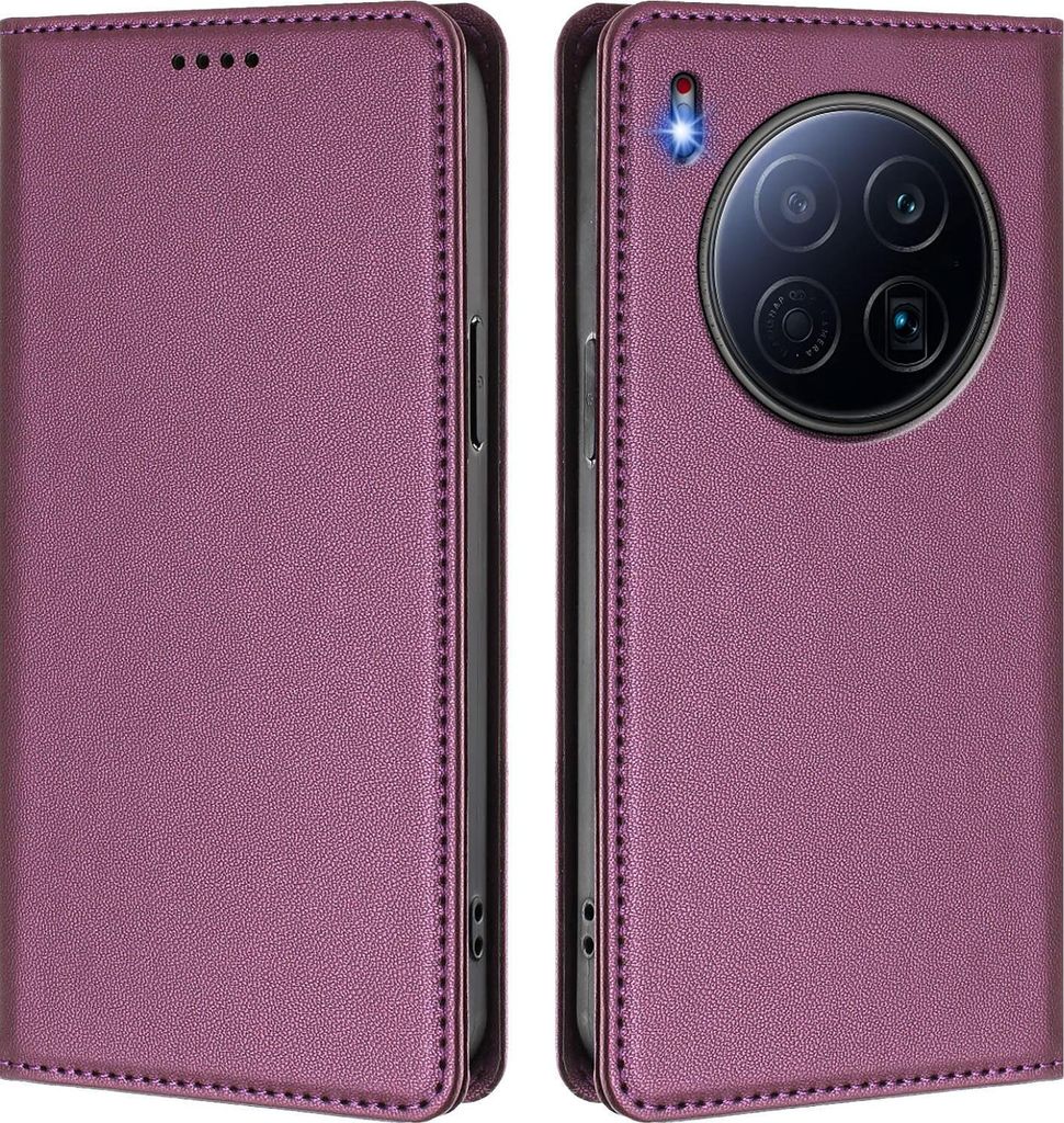 Handyhülle für Tecno Camon 40 Premier, Kunstleder Klapphülle Stoßfeste Magnetische Hülle mit Ständer Lila