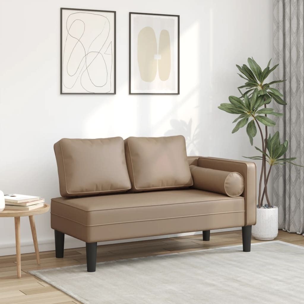 "im Angebot" Chaiselongue mit Kissen Cappuccino Kunstleder - Recamieren CC17658