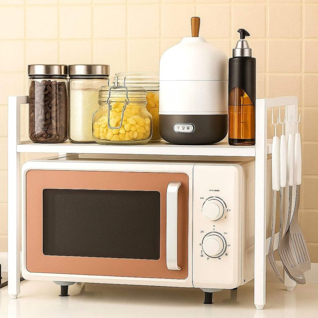 DanDiBo Étagère réglable pour micro-ondes Blanc 2 niveaux Image du produit 