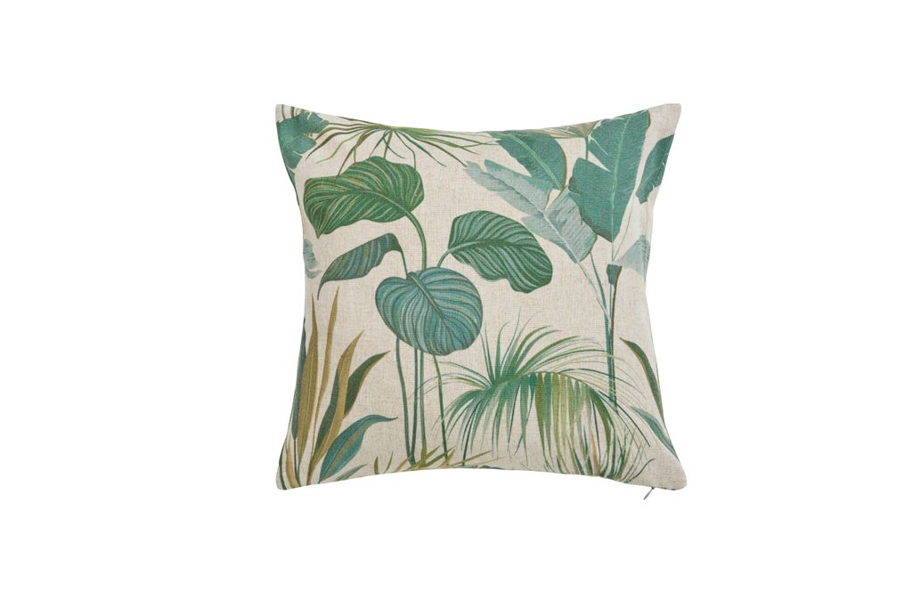 Kissenhülle »Tropical Flowers«, done. (1 Stück), Beidseitig bedruckte Kissenhülle aus Canvas-Stoff mit Leinenanteil