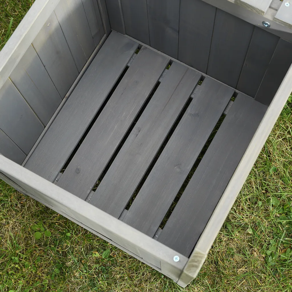 Banc de Jardin en Bois Gris avec Double Bac à Fleurs Design et Robuste