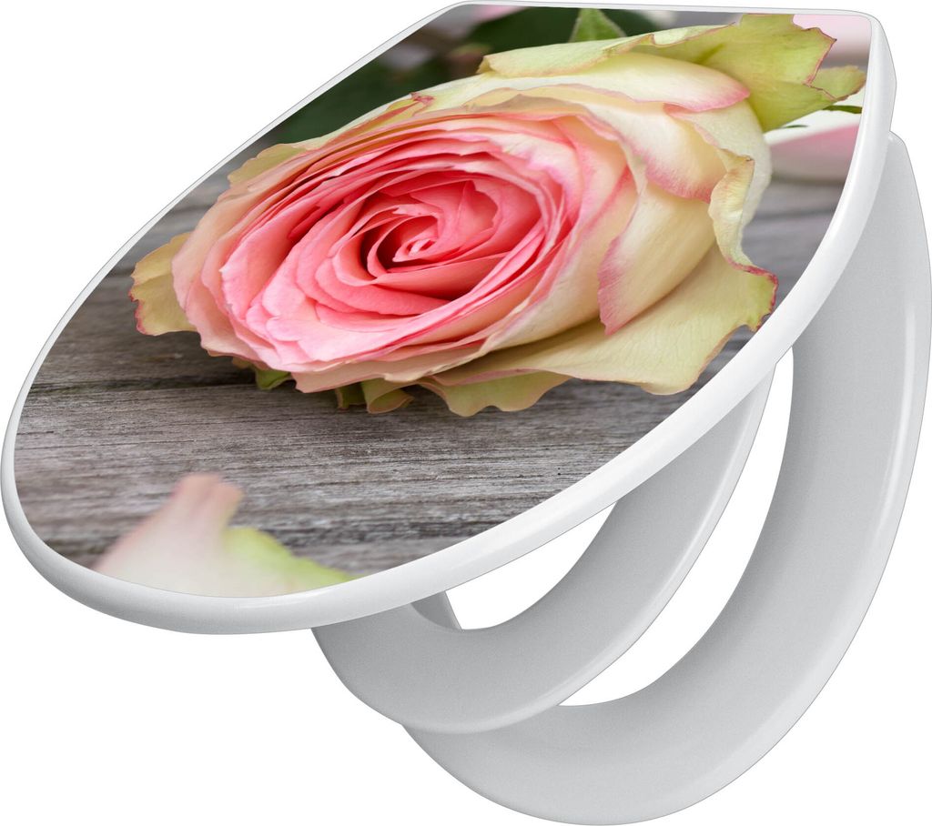 banjado Familien WC Sitz mit Absenkautomatik 37x44,5x5cm -Rosa Rose - Klodeckel/Klobrille mit kindersitz aus hochwertigem Polypropylen - universell...