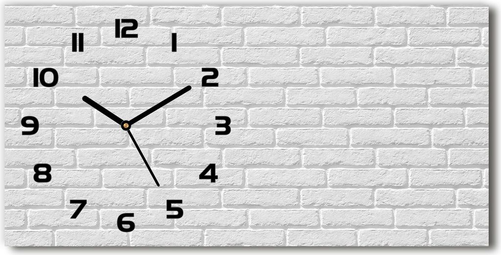 Wanduhr aus Glas – 60x30 cm - Glasbild - Glasuhr - Gehärtetes Glas - schwarze-zeiger - Ziegelwand