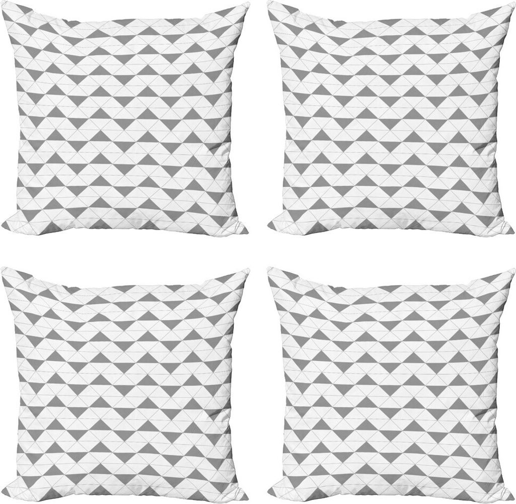 ABAKUHAUS Neutral Kissenbezug Set (4 Stück), Symmetrische Pointers Motiv, Moderner Doppelseitiger Digitaldruck, 45 cm x 45 cm, Schwachgrau und weiß