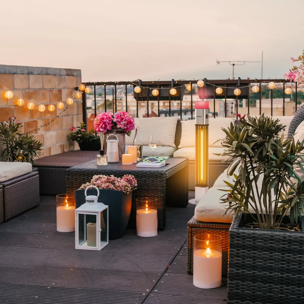 Chauffage de terrasse 1500W télécommandé avec éclairage LED AREBOS gris - 8