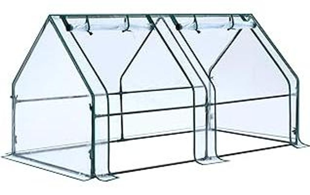 Ohuhu Foliengewächshaus Frühbeet Gewächshaus Tomatengewächshaus Winterschutz 180x90x90 cm, Gewächshaus Balkon Hochbeet Abdeckung mit Zwei gro...