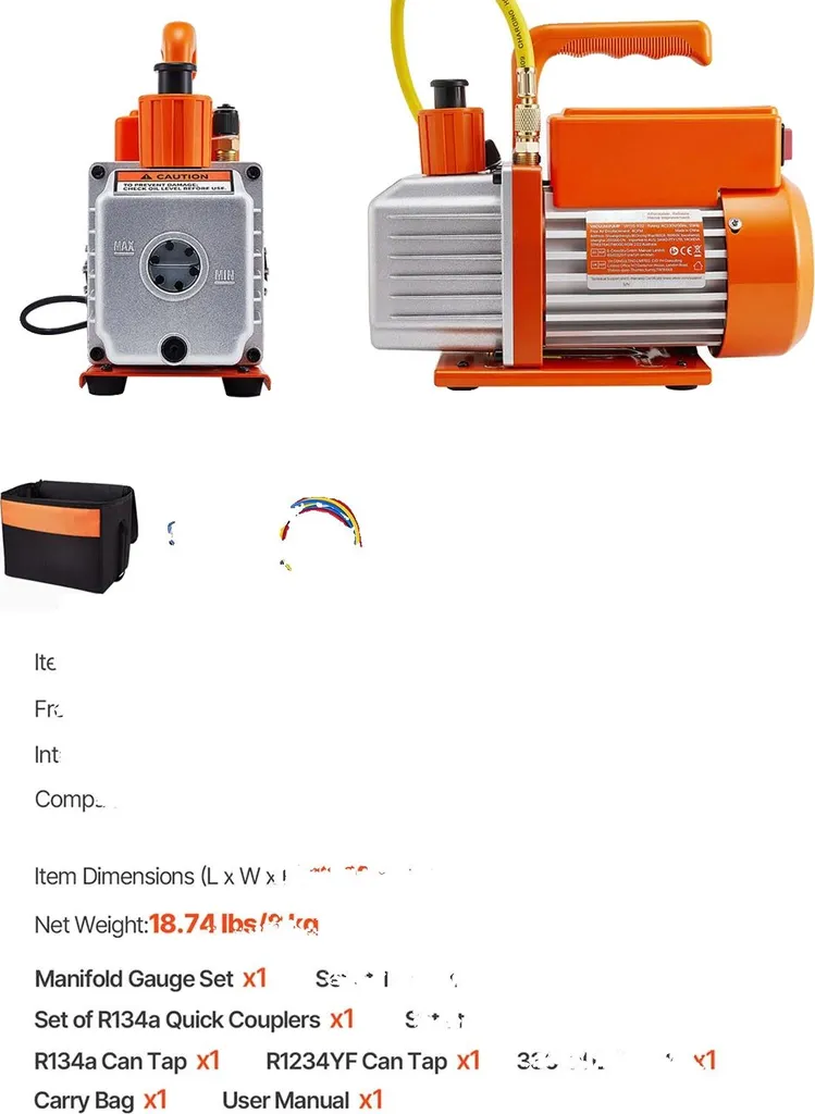 Pompe à vide 4 CFM 180W monophasée, moteur silencieux haute performance