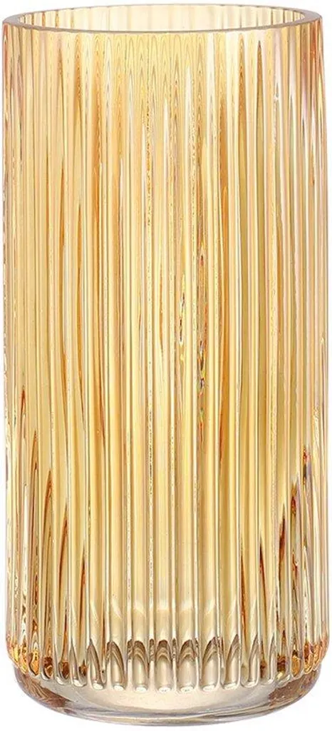 Vase en verre soufflé ambre 20cm avec motifs fleurs pour salon chic