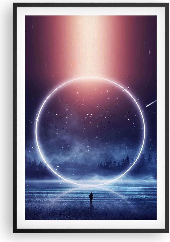 Gerahmtes Poster - Schwarzer Rahmen - Fantasie Ring Kosmos - 61x91,5 cm - Wand Bild - Wanddeko - Wandbilder - Kunstposter - Wandposter - Bilderrahm...