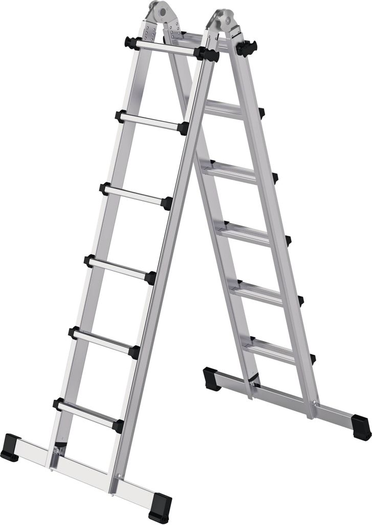 Teleskopleiter 4-teilig mit Traverse 4x6 Sprossen