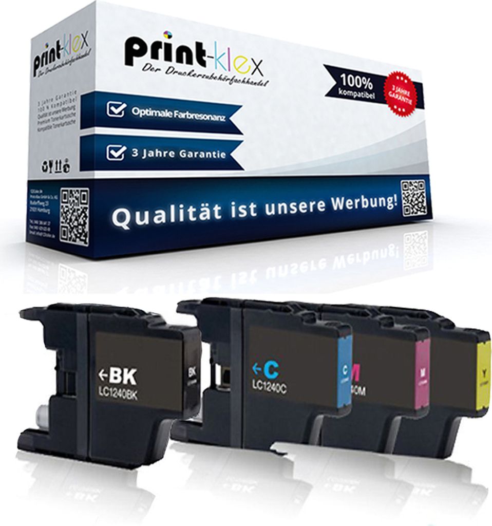 Print-Klex 4x Kompatible Reinigungspatronen kompatibel mit Bother MFCJ6710DW MFCJ6910DW MFCJ825DW MFCJ835DW LC-1240 LC 1240 LC1240 Schwarz Blau Rot...