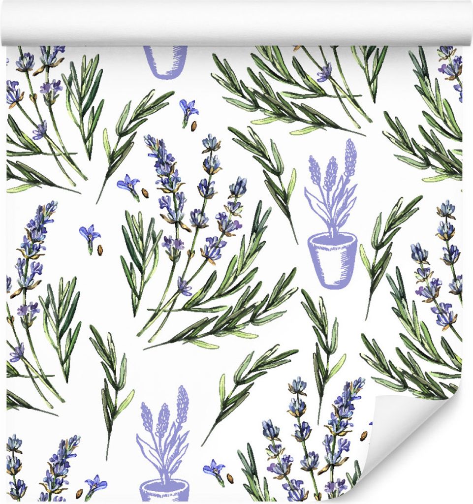 10m VLIES TAPETE Rolle Blumen Lavendel Blätter Natur Pflanzen XXL