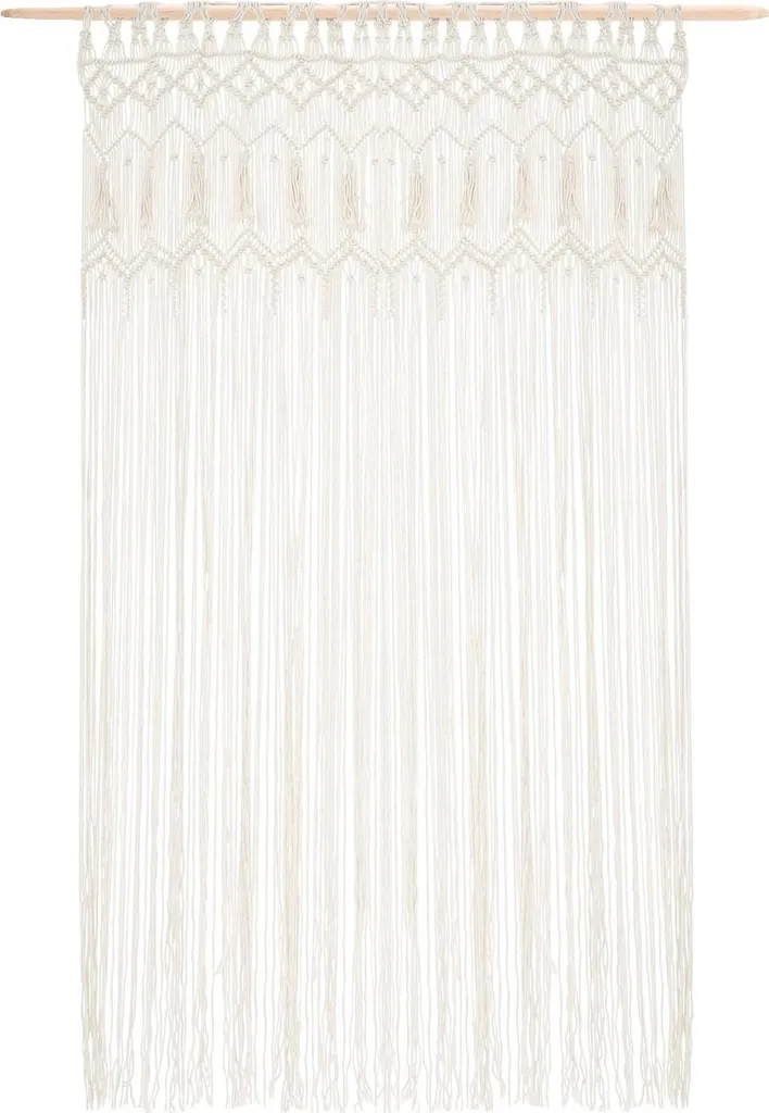 Tenda per porta, realizzata a mano in cotone, installazione versatile, bianco caldo