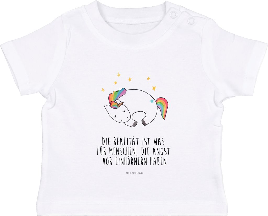 Mr. & Mrs. Panda T-Shirt Einhorn Nacht 6. - 12. Monat - Weiß - Geschenk, Menschen, Unicorn, Baby, Babyshirt, Einhörner, Shirt, Träume, Freundin,...