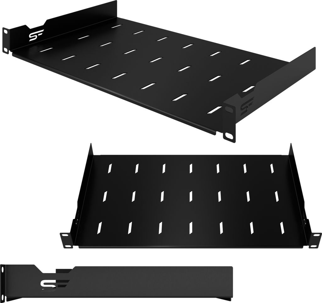 Server-Rack 19" 1U 270 mm Rack-Fachboden für RACK Standard Fest Schwarz Stalflex