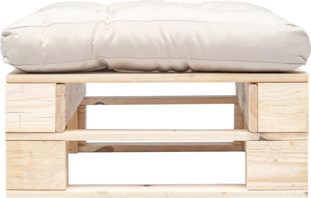 vidaXL Tabouret de jardin à palettes avec son coussin en bois naturel