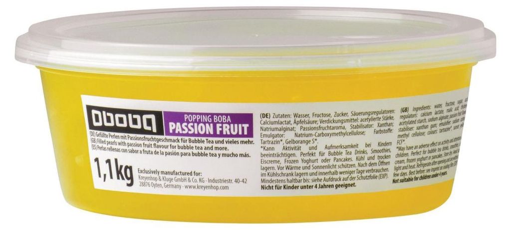 Oboba Popping Boba Passionsfrucht 1,1kg | Gefüllte Perlen Produktbild 
