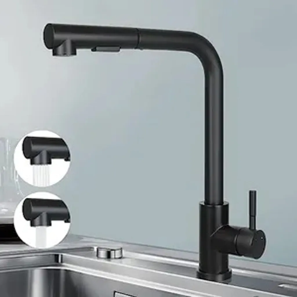 ZMH Rubinetto Cucina Acciaio Inox 304 Nero con Doccetta 2 Getti