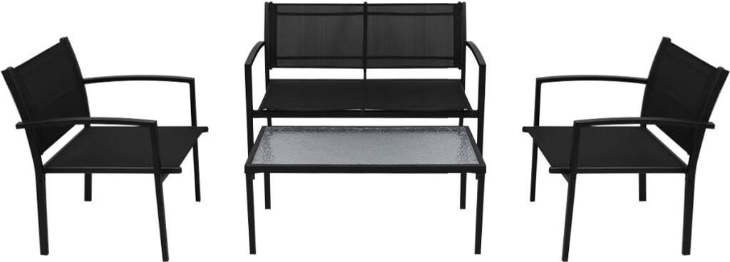 set 4 pezzi da giardino Textilene nero Immagine del prodotto 