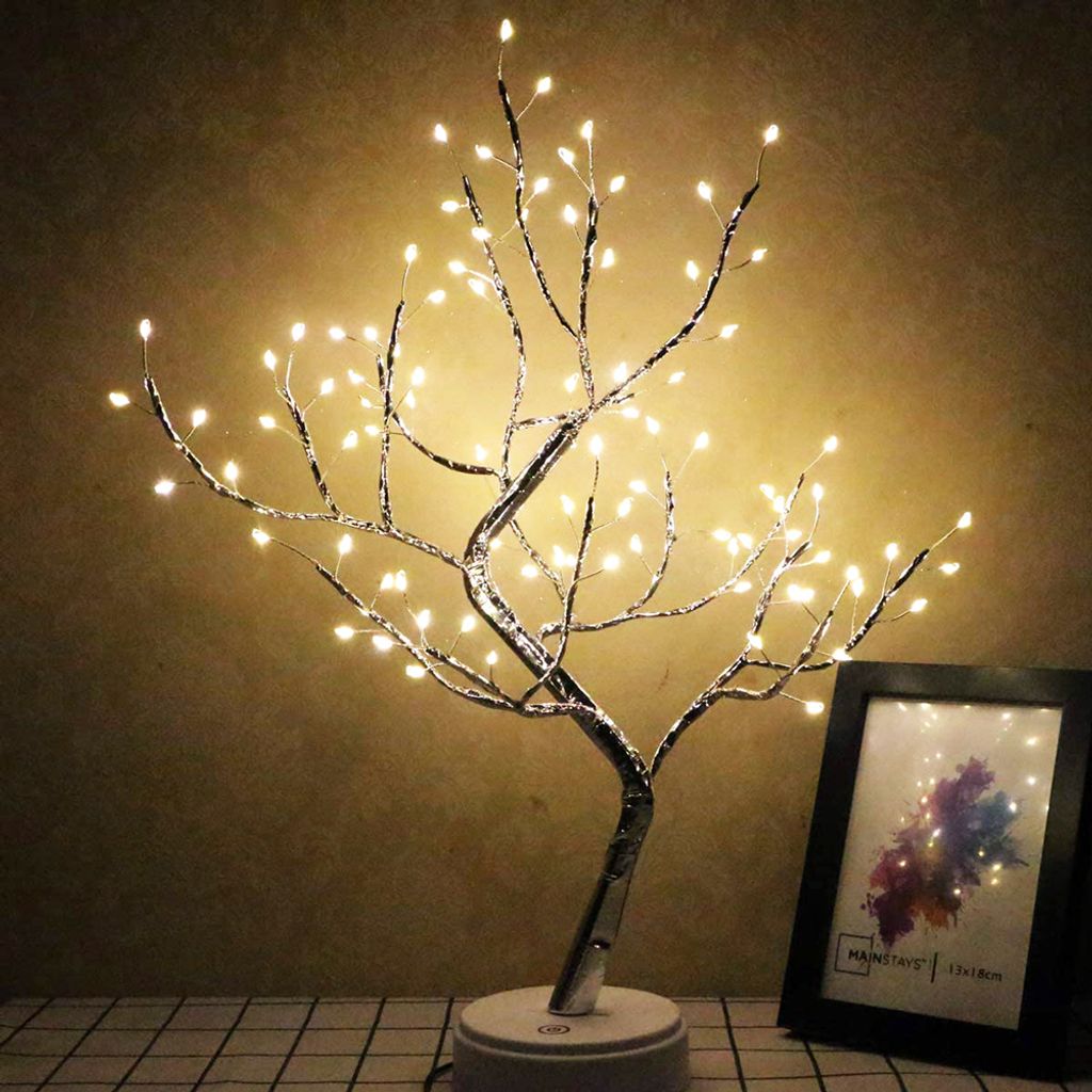 LED Kupferdraht Baum Lampe Warmweiß Künstlich