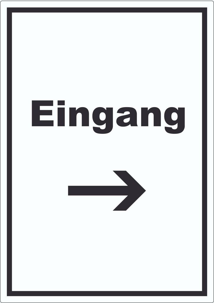 Eingang Aufkleber mit Text und Richtungspfeil rechts Zugang Eintritt hochkant A5 (148x210mm)