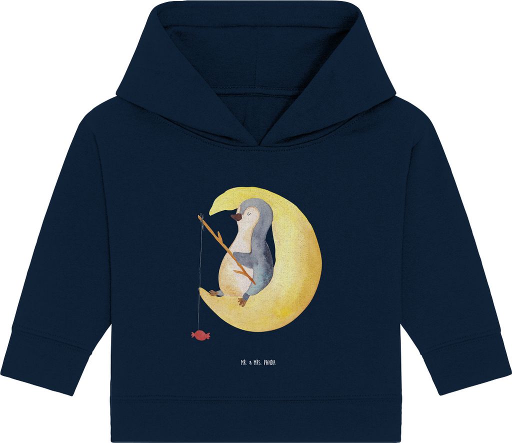 Mr. & Mrs. Panda Organic Baby Hoodie Pinguin Mond 12. - 18. Monat - French Navy - Geschenk, Kapuzensweatshirt, Erschöpft, Kapuzenshirt, Süßigkei...
