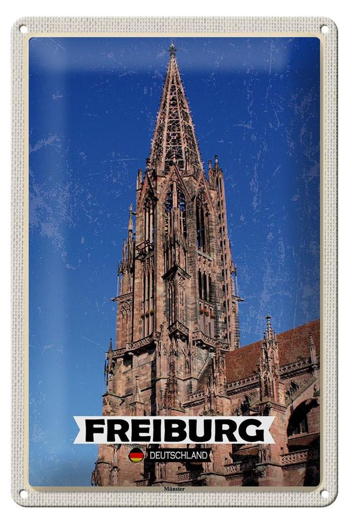 Blechschild Städte Freiburg Deutschland Münster Trip 20x30cm