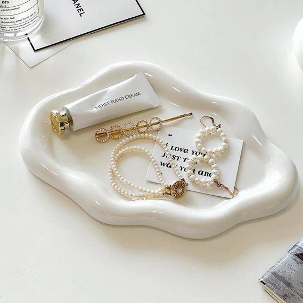 Vide-poche en céramique nuage blanche : coupelle à bijoux élégante