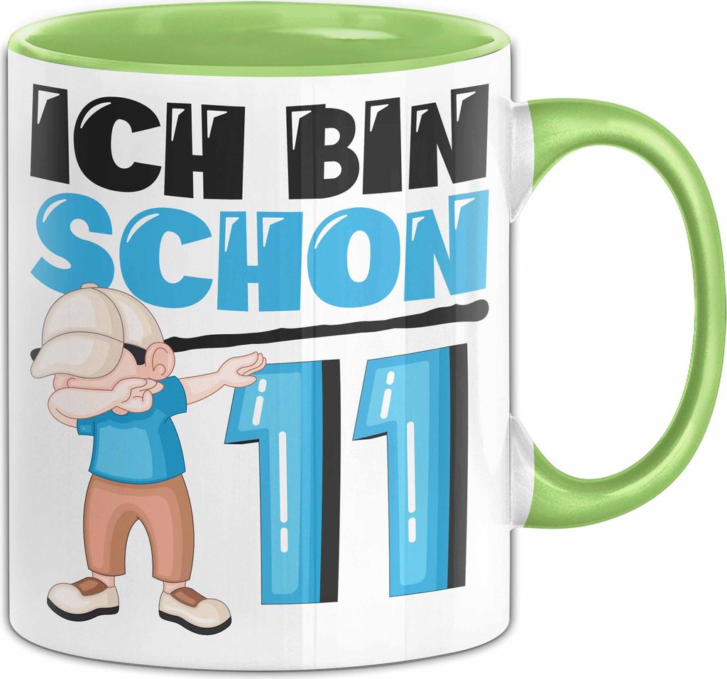 11. Geburtstag Geschenk Tasse Becher Jungs Dab Geburtstagsgeschenk Ich Bin Schon 11 (Grün)